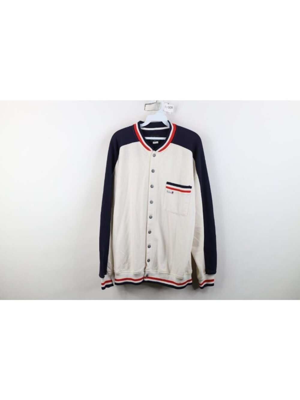 Vintage 90s Streetwear Mens Large Color Block Full Button Warm Up Track Jacket